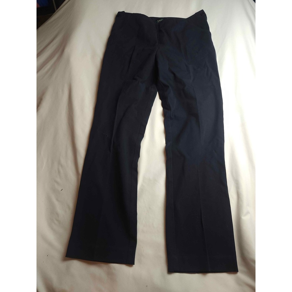 Lauren Ralph Lauren Dress Pants Women's‎ Black Cotton Blend Flat Front - Size 8